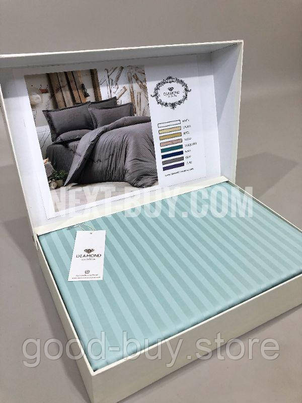 Постільна білизна Diamond Stripe Mint сатин сімейна 160х220х2