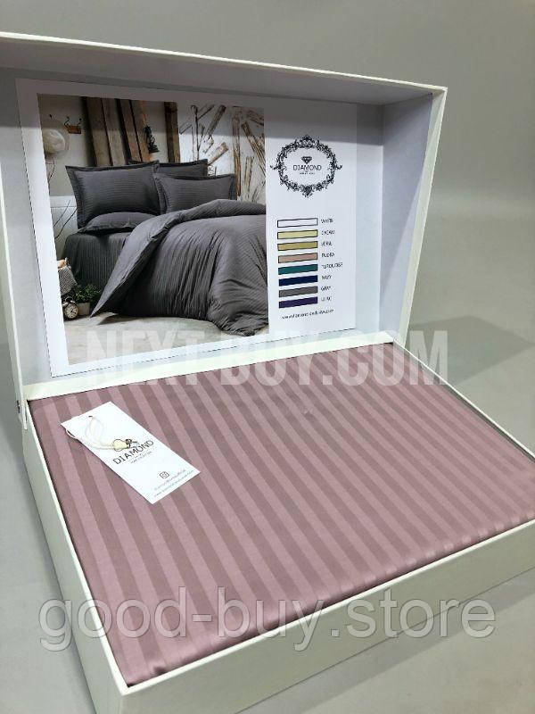 Постільна білизна Diamond Stripe Pudra сатин евро 200х220