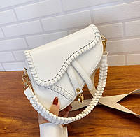 Женская мини сумочка кросс боди клатч на плечо, маленькая сумка эко кожа бананка белый BuyIT Жіноча міні