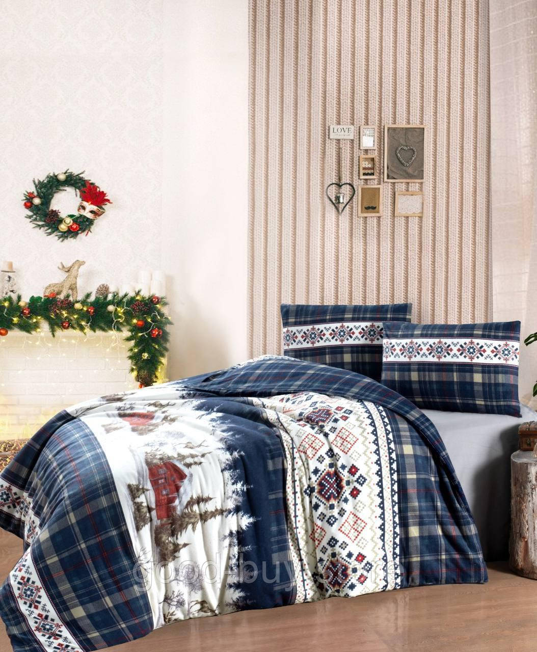 Постільна білизна First Choice фланель Nature navy сімейний 160х220х2