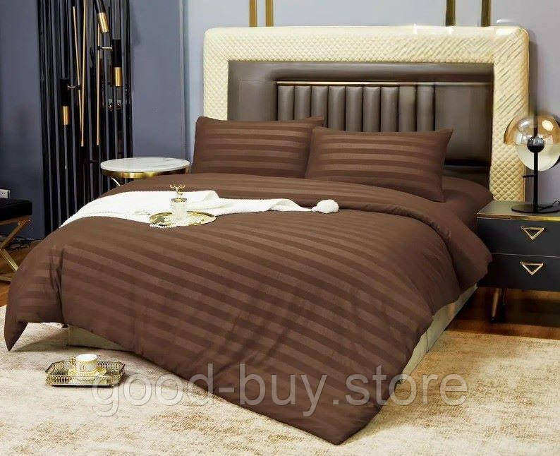 Постільна білизна Colorful Italy brown страйп-сатин двохспальна 180х220