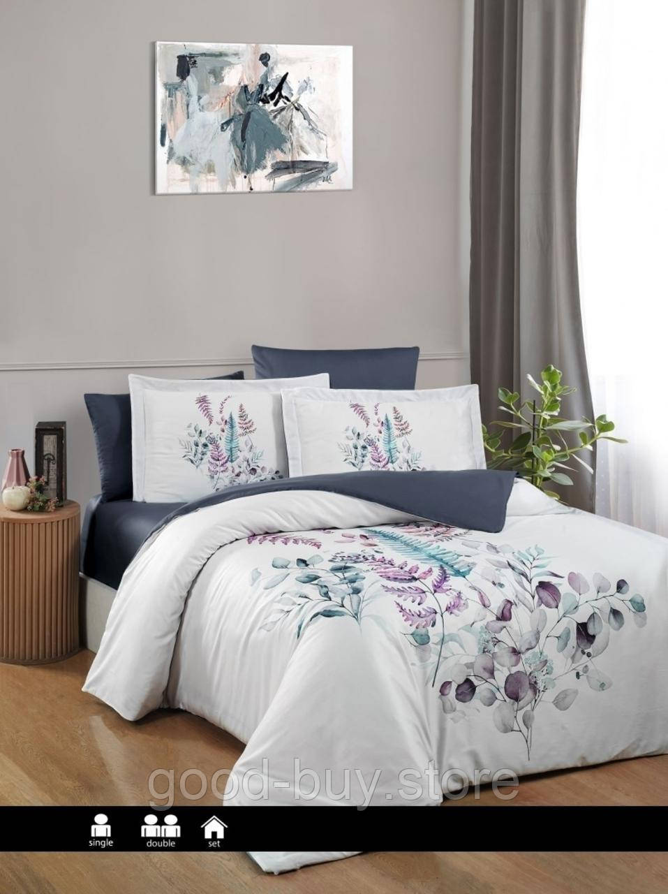 Постільна білизна First choice Sarnia Denim 3D Satin евро 200х220