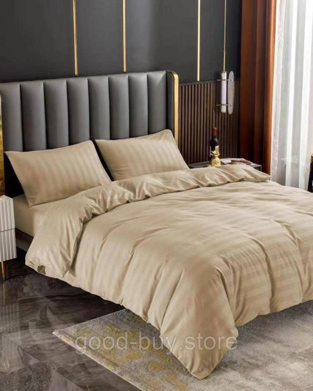 Постільна білизна Colorful Italy light bej страйп-сатин євро 200х230