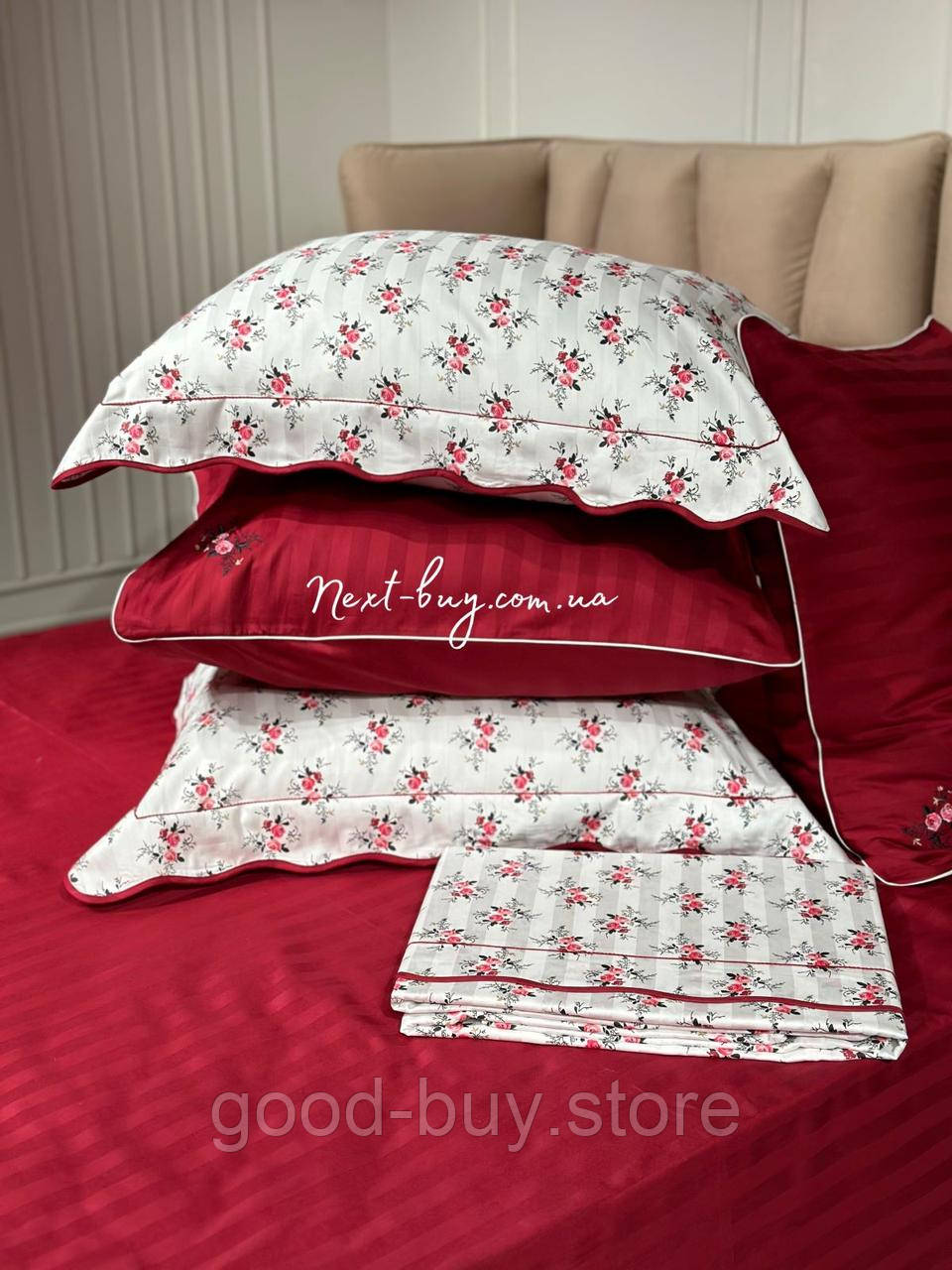 Maison D'or Diana Rose red постільна білизна півторачна 160х220 сатин