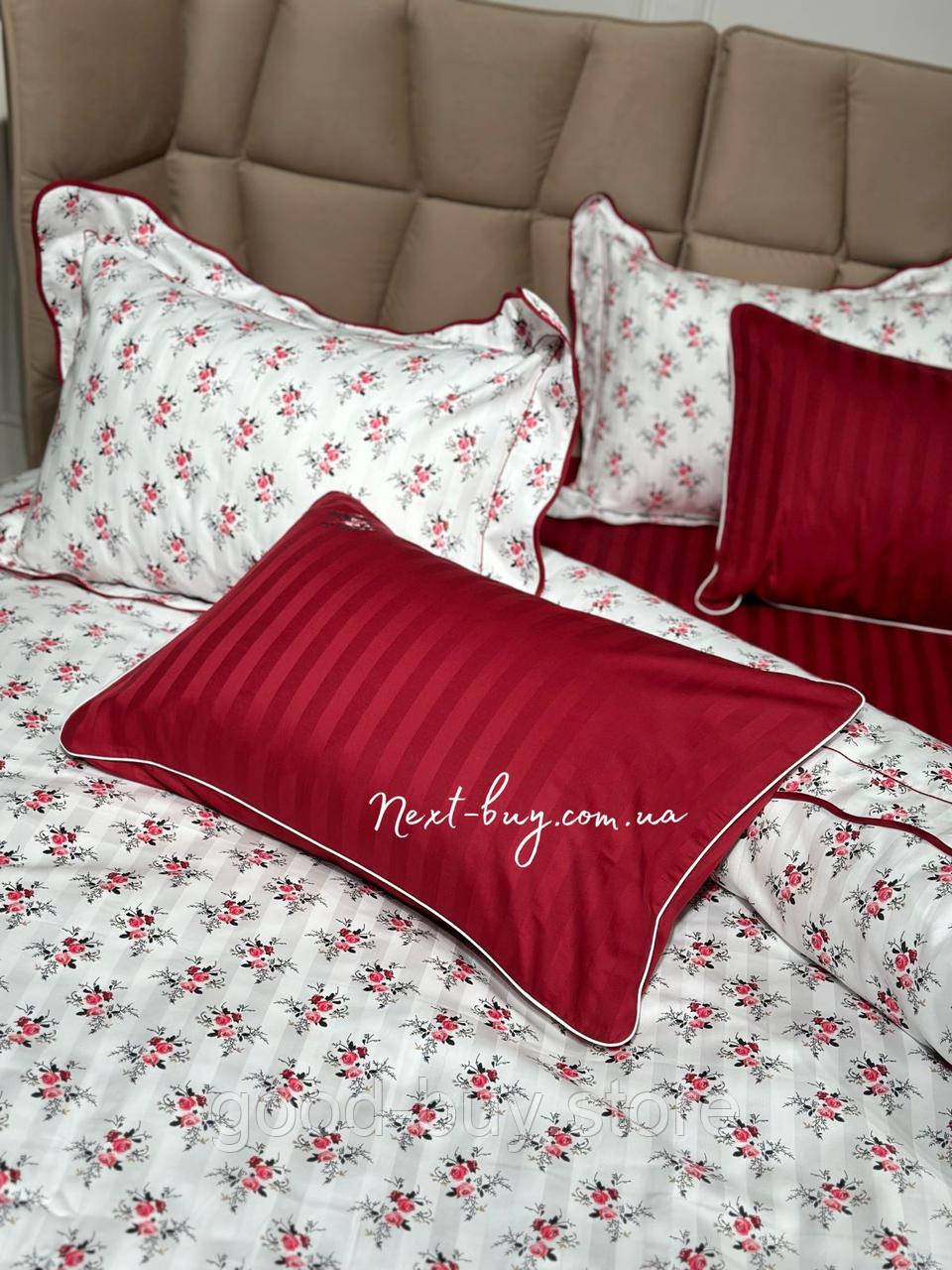 Maison D'or Diana Rose red постільна білизна сімейна 160х220х2 сатин, фото 1