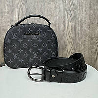 Комплект Женская сумка на плечо и кожаный поясной ремень женский черный Louis Vuitton BuyIT Комплект Жіноча