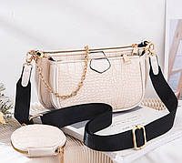 Женская мини сумочка клатч с цепочкой в стиле рептилия Маленькая сумка с ключницей брелоком Белый BuyIT Жіноча