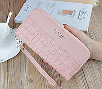 Женский кошелек клатч на молнии MANYIDI в стиле рептилии Светло-розовый BuyIT Жіночий гаманець клатч на