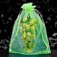 Мішечки сітка з органзи для захисту винограду від комах LOSSO 25*35 см, зелені (100 шт), комірка 0,5 мм