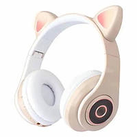 Бездротові навушники Bluetooth з котячими вушками LED СXT-B39 CATS Бежеві
