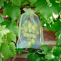 Мішечки сітка з органзи для захисту винограду від комах LOSSO 20*30 см, зелені (100 шт), комірка 0,5 мм