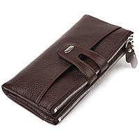 Практичный кошелек из натуральной зернистой кожи CANPELLINI 21632 Коричневый BuyIT Практичний гаманець із