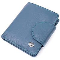 Кожаный портмоне с монетницей снаружи для женщин ST Leather Бирюзовый BuyIT Шкіряне портмоне з монетницею