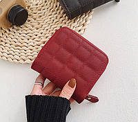 Маленький женский кошелек стеганный мини портмоне на молнии Красный BuyIT Маленький жіночий гаманець стьобаний