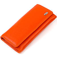 Яркий женский кошелек из натуральной зернистой кожи CANPELLINI Оранжевый BuyIT Яскравий жіночий гаманець із