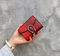 Жіночий міні гаманець клатч підкова під рептилію, маленький гаманець еко шкіра з підковою Червоний BuyIT