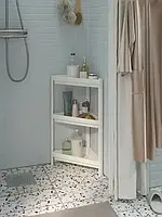 Напольная полка для ванной комнаты и кухни полотенец косметики приборов стеллаж этажерка компактная пластикова