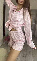 Свет розовая Женская пижама Victorias Secre рубашка и шорты для сна и дома виктория секрет Salex Світло рожева