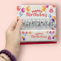 Свічки для торта "Напис- Happy Birtday" срібло 2,5 см [tsi239887-TSI], фото 2