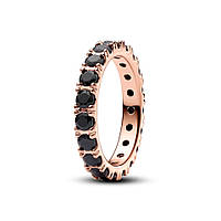 Серебряное кольцо Pandora "Черная блестящая полоса" в позолоте 180050C02