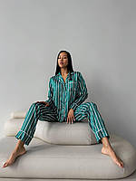 Жіноча шовкова піжама Victoria's Secret зі штанами. мод. 1174. Зелена