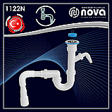 Сифон для мийки прямоточний з випуском 70 мм і гофротрубкой 40/50мм NOVA Plastik 1122, фото 3