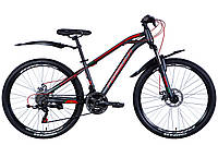 Велосипед ST 26" Formula DAKAR AM DD FR рама-14" сіро-червоний (матовий) з крилом Pl 2024