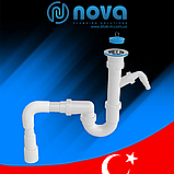 Сифон для мийки прямоточний з випуском 70 мм і гофротрубкой 40/50мм NOVA Plastik 1122, фото 4