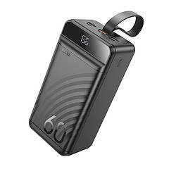 УМБ портативне зарядне Power Bank HOCO Element J123C 60000 mAh 3USB, Type-C, Lightning, QC, чорне
