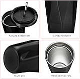 Металевий стакан із трубочкою Diamond 500 мл, чорний, фото 4