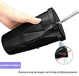 Металевий стакан із трубочкою Diamond 500 мл, чорний, фото 7