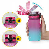 Пляшка для води спортивна 4FIZJO 500 мл Pink/Sky Blue (P-5905973400749), фото 7