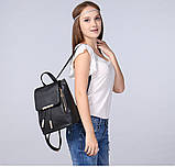 Рюкзак жіночий міський із клапаном і шнурком, фото 3