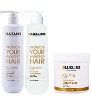 Серия Luxliss keratin smoothing Daily care (шампунь 500 мл, кондиционер 500 мл, маска 400 мл)