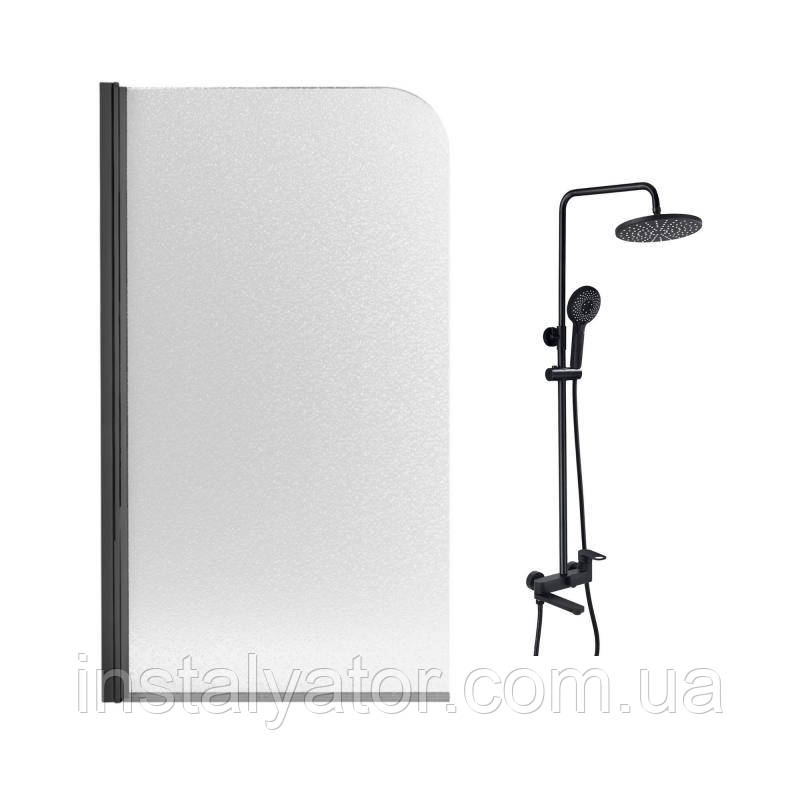 Qtap набір: Штора на ванну BLM 75 + Душова система на три споживача (STDBLM407513APL + QTJAY111BLM45549), фото 1
