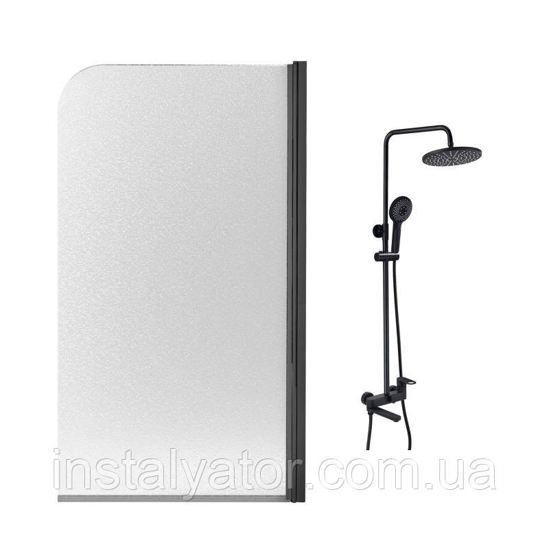 Qtap набір: Штора на ванну BLM 75 + Душова система на три споживача (STDBLM407513APR + QTJAY111BLM45549), фото 1