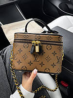 Женская кожаная сумочка луи витон коричневая Louis Vuitton элегантная молодёжная сумочка через плечо