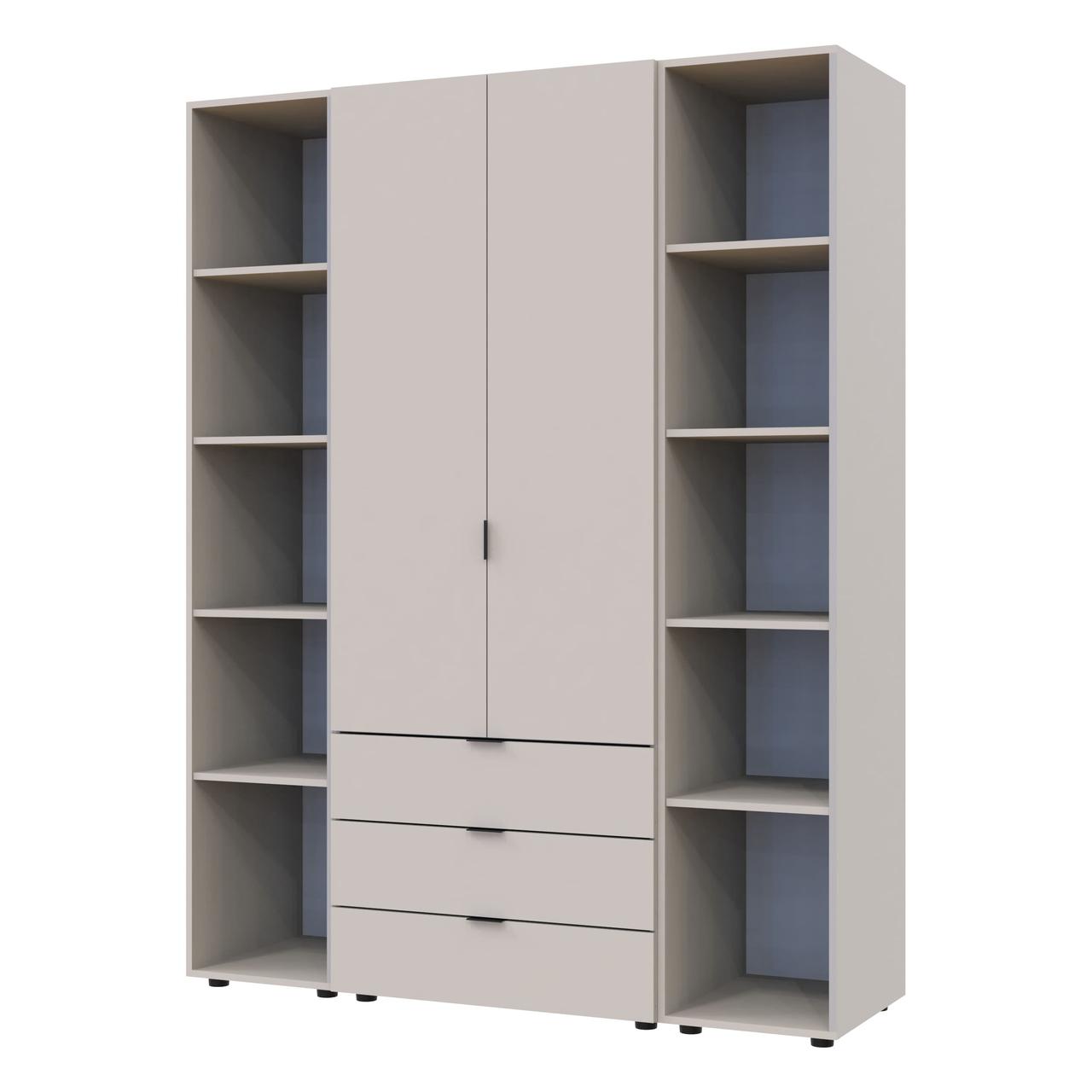 Комплект шаф "Гелар + 2 Етажерки" 154х50х203 см. 2 ДСП, Кашемір, фото 1