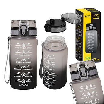 Пляшка для води спортивна 4FIZJO 500 мл Grey/Black (P-5905973400725)