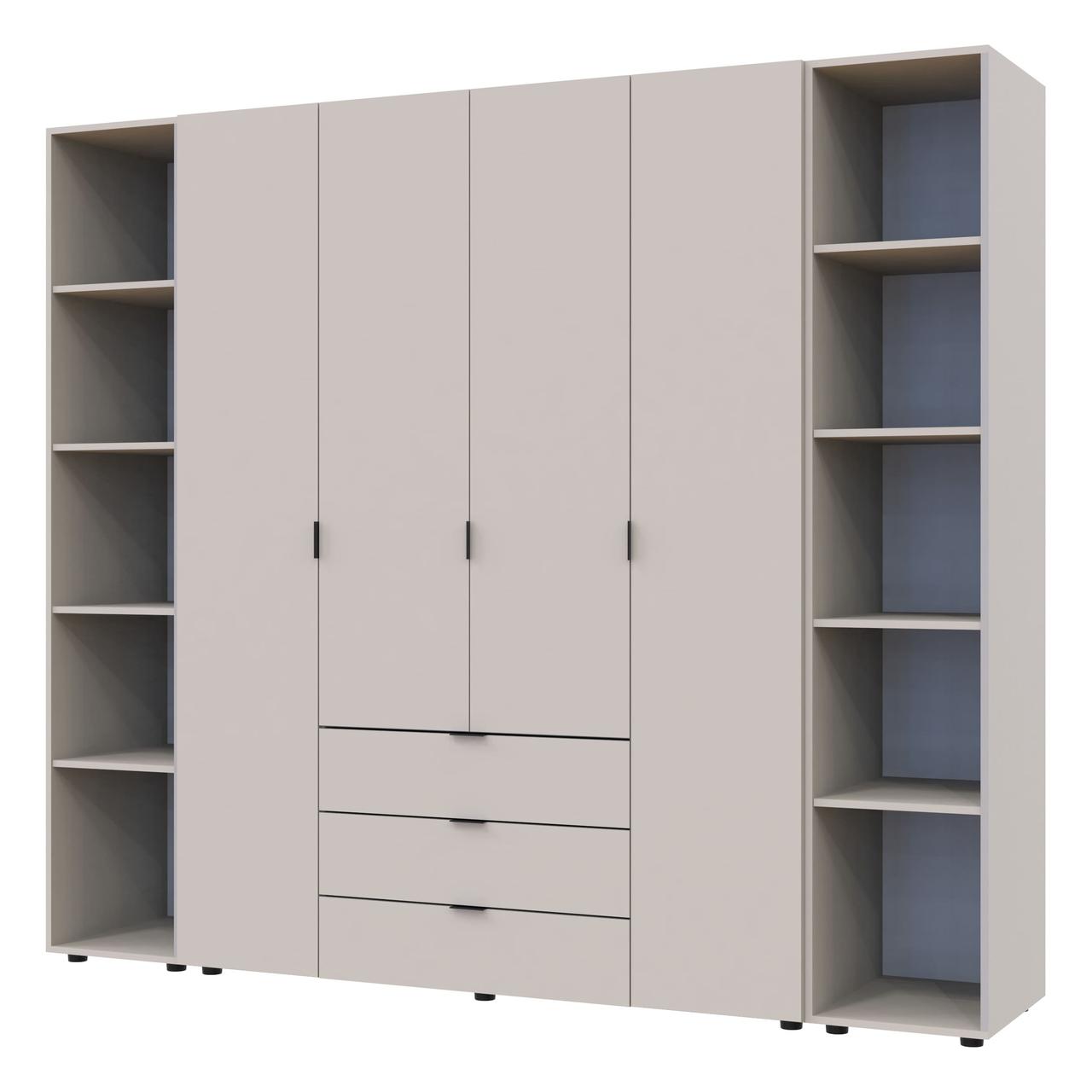 Комплект шаф "Гелар + 2 Етажерки" 231х50х203 см. 4 ДСП, Кашемір