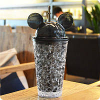 Охлаждающий стакан с трубочкой Mickey Mouse, черный