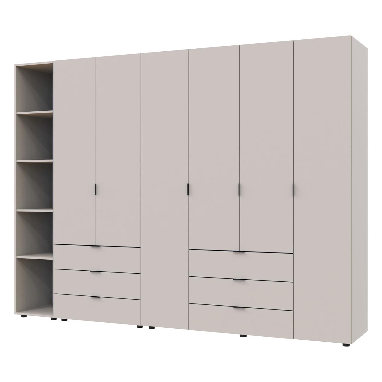 Комплект шаф "Гелар + Етажерка" 271х50х203 см. 2+4 ДСП, Кашемір, фото 1