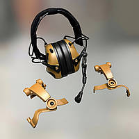 Навушники тактичні Earmor M32X MOD4, активні, з кріпленням на шолом і знімним мікрофоном, колір Койот (коричневый) M32X-CB MOD4