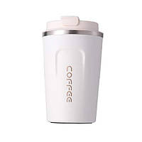 Металлическая термокружка Coffe Tumbler 380 мл - белая