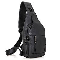 Модный рюкзак 4004A моношлейка из натуральной телячьей кожи John McDee 17 × 7 × 33.5 Черный GG, код: 6832857