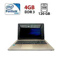 Ноутбук Asus R540S / 15.6 (1366x768) TN / Intel Pentium N3710 (4 ядра по 2.56 - 1.6 GHz) / 4 GB DDR3 / 120 GB SSD / Intel HD