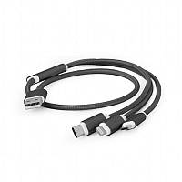 Кабель Cablexpert USB BM - Lightning MicroUSB USB Type-C, 1м Черный (CC-USB2-AM31-1M) KC, код: 1901654