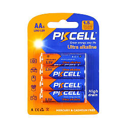 Батарейка лужна PKCELL 1.5V AA/LR6, 4 штуки в блістері (PC/LR6-4B)