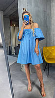 Воздушное платье из натурального хлопка голубой