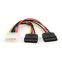 Переходник питания Molex (M) 2 x SATA (F), 30 см, Cablexpert (CC-SATA-PSY-0.3M)